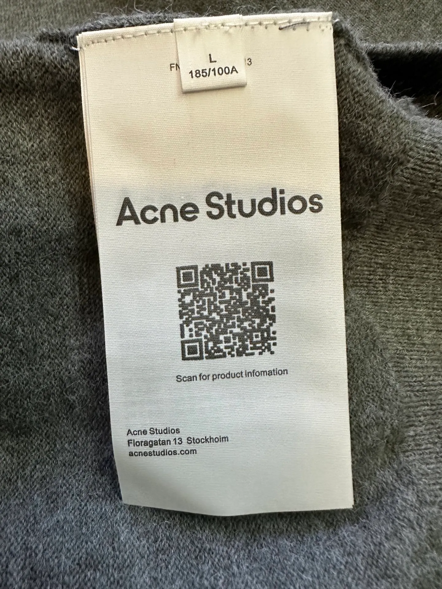 Acne Studios 26SS LOGO : Same Style Color: Gray Size: S M L XL